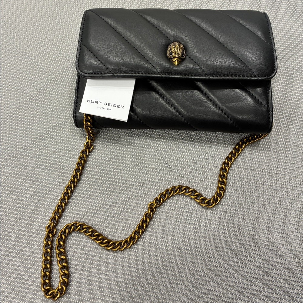 Kurt Geiger Black Crossbody Bag with Gold Chain
